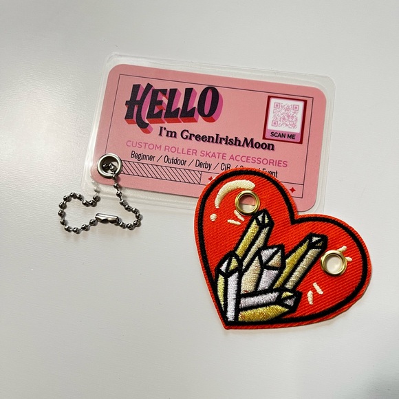 Orange crystals heart embroidered patch  Roller Skates shoelace patch shoe charm - Picture 4 of 8